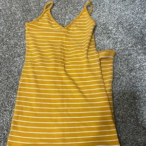 Small yellow and white striped long body con dress